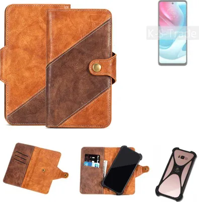 Produktbild von K-S-Trade Handyhülle Schutzhülle Bookstyle Case Wallet-Case kompatibel mit Motorola Moto G60S Cover Klapphülle Kantenschutz Smartphone dunkelbraun