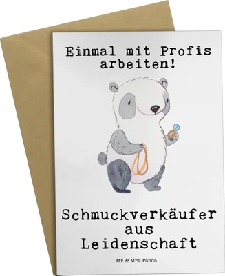 Produktbild von Mr. & Mrs. Panda Klappkarte Schmuckverkäufer Leidenschaft - Weiß - Geschenk, Ausbildung, weihnachtskarten, jubiläumskarte, Spruch, Eröffnung, Juwelier, Grußkarte