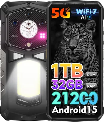 Produktbild von Ulefone Armor 29 Ultra Outdoor Handy 5G AI Smartphone 32GB+1TB, 6,67" FHD+ 120Hz AMOLED+1,04" Android 15, 21200mAh 120W 64MP Nachtsicht /WiFi7/NFC