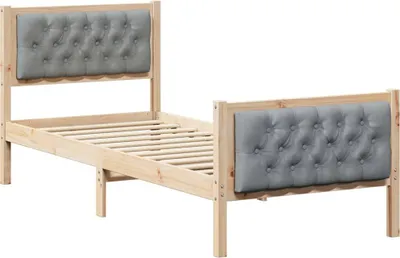 Zdjęcie produktu dla vidaXL Rama łóżka jasnoszara 75 x 190 cm z litego drewna sosnowego