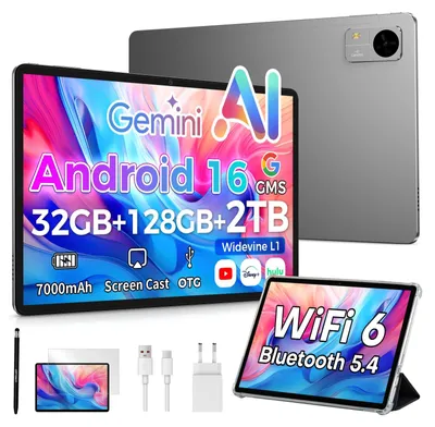 Produktbild von Tablet mit Hülle und Stift Android 16 Tablets 32GB+128GB Widevine L1 + GMS + 7000mAh Akku
