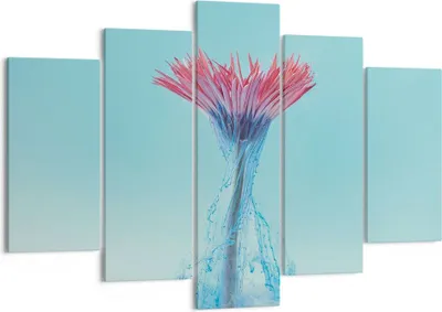 Produktbild von Bild auf Leinwand - Leinwandbild - 5 Teile - Rosa Gänseblümchen Tinte - 150x100cm - Wand Bild - Wanddeko - Wandbilder - Leinwanddruck - Bilder - Wanddekoration - Leinwand bilder - EA150x100-4537