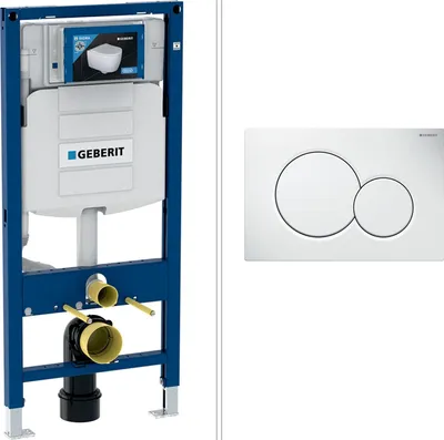 Produktbild von GEBERIT DUOFIX SIGMA WC Vorwandelement mit GEBERIT SIGMA01 Betätigungsplatte, weiß