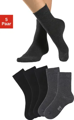Produktbild von H.I.S. Basicsocken 5 -teilig 3x schwarz, 2x anthrazit meliert Größe 35/38