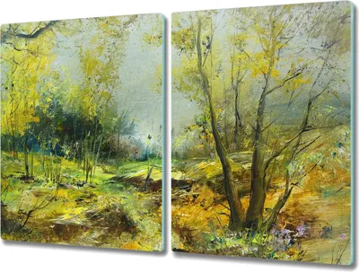 Produktbild von Coloray Hackbrett Kochplattenabdeckung Herdabdeckplatte 2x40x52 cm Schneidebrett Küchenbrett - Der Weg in den Wald