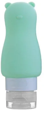 Zdjęcie produktu dla Zestaw podróżnych butelek silikonowych wielokrotnego użytku - 60 ml, zielone, 2 sztuki