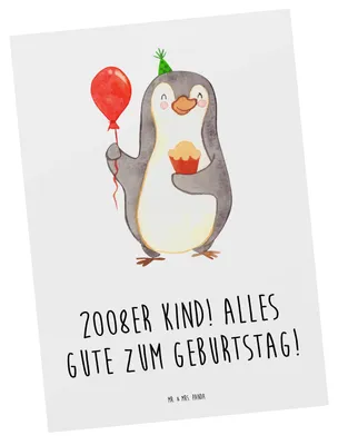 Produktbild von Mr. & Mrs. Panda Ansichtskarte 2008 Geburtstag - Weiß - Geschenk, Postkarte, Postkarten, Alter, Jubiläum, Geburtstagsgruß, Happy Birthday, Geburtstagsmotto, Grußkarte