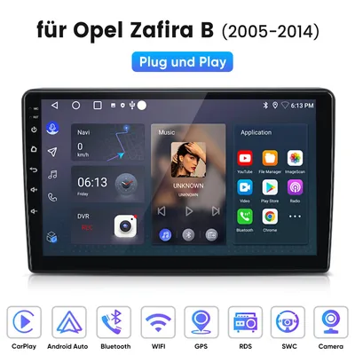 Obrázek produktu pro Autorádio Hexinex 9” s Androidem 15 pro Opel Zafira B (2005–2014) – GPS navigace, Wi-Fi, Bluetooth, DAB+, SWC, USB, DSP, 2 GB + 64 GB