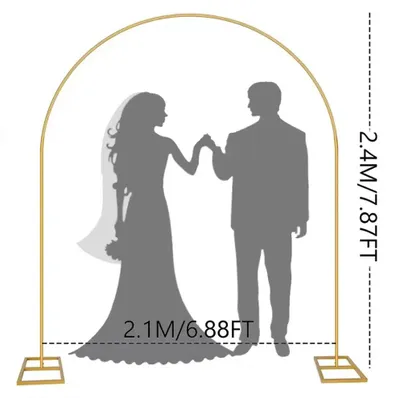 Obrázek produktu pro Svatební oblouk, robustní kovová konstrukce, elegantní pozadí pro akce, rozměry 2,1 x 2,4 m, zlatá barva