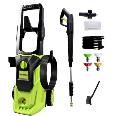 Produktbild von Hochdruckreiniger 1800W mit extra langer Sprühlanze, 4 Metalldüsen & Schaumkanone, 9m Schlauch, ergonomische Reinigung für Auto & Terrasse