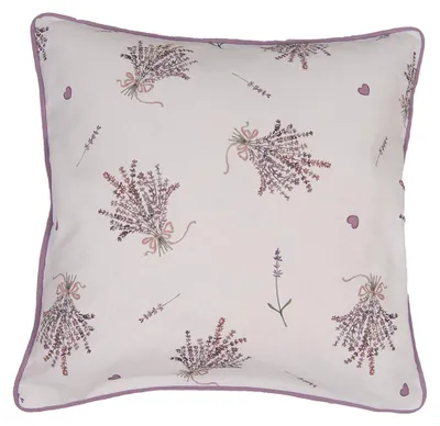 Produktbild von Clayre & Eef Kissenbezug 40x40 cm Violett Weiß Baumwolle Lavendel