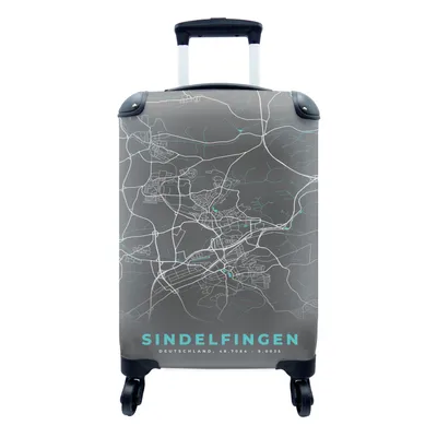 Produktbild von MuchoWow® Koffer Handgepäck Trolley Rollkoffer Kleine Reisekoffer mit 4 Rollen - Deutschland - Blau - Sindelfingen - Stadtplan - Karte - Cabin Size < 55x40x23 cm & 55x40x20 cm - Fotokoffer - Kabinenkoffer - Boardgepäck - Reise-Box - Reisekoffer - Reisegepäck - Koffer mit Bild - Trolley für Kinder