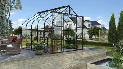 Obrázok produktu pre Vitavia "Diana 8300" skleník čierny 8,3 m² 3 mm tvrdené bezpečnostné sklo