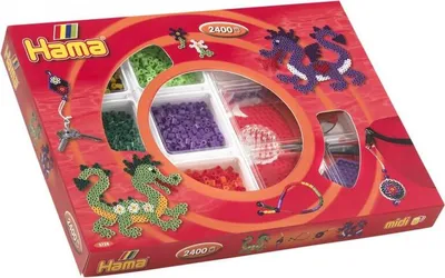 Produktbild von Hama Midi 3728 Creativ Box ROT Tiere Bügelperlen Set ca 2400 Perlen Kreativ-Box