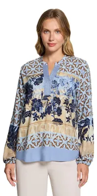 Produktbild von Bluse Lang 1/1 Arm 8872 Blue/Beige Größe 42