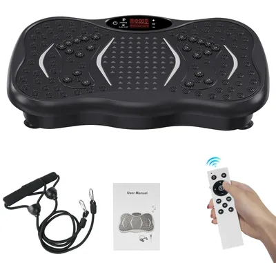 Immagine prodotto di Piattaforma vibrante per allenamento domestico - Attrezzo fitness - 99 livelli di intensità, 5 programmi, brucia-grassi e tonificazione muscolare, antiscivolo, elastici di allenamento, nero