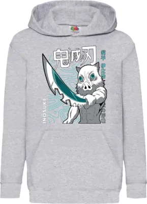 Produktbild von Kinder Kapuzenpullover Demon Anime Slayer Inosuke Hashibara 004, 5-6 Jahr - 116 / Grau