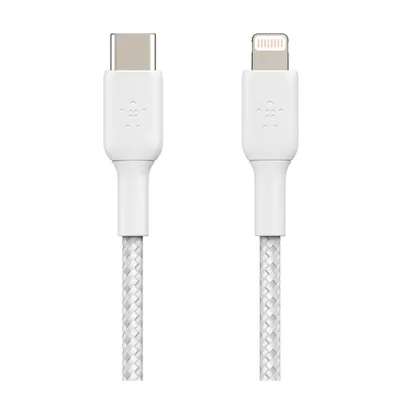 Produktbild von Belkin Lightning/USB-C Kabel  2m ummantelt, mfi zert., weiß
