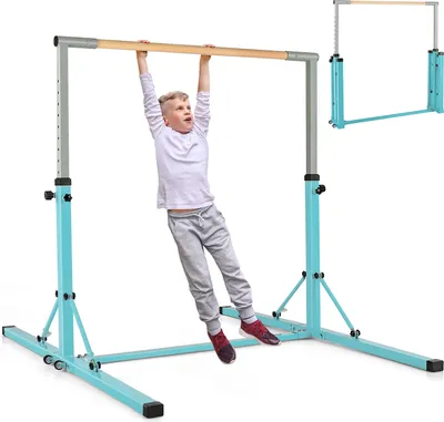 Immagine prodotto di Barra orizzontale per ginnastica COSTWAY, barra orizzontale per ginnastica regolabile in altezza, barra per ginnastica fino a 100 kg caricabile verde