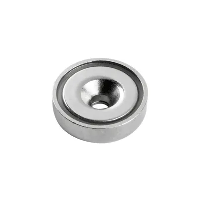 Produktbild von Topfmagnet (Neodymmagnet), Magnet mit Bohrung M4 ø 20mm, vernickelt