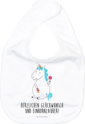 Produktbild von Mr. & Mrs. Panda Lätzchen Einhorn Baby - Weiß - Geschenk, Mutter, Party, Unicorn, Schlabberlatz, Geburtstag, Spucklätzchen, Baumwoll-Lätzchen, Für Babys, Eltern