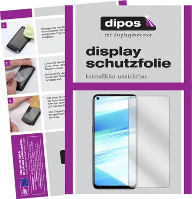 A collage of images showing instructions for applying a screen protector and a product shot of a screen protector next to a smartphone.
