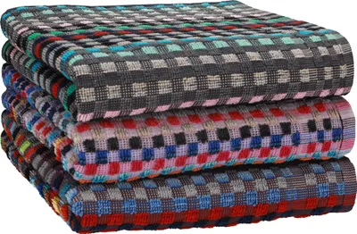 Produktbild von Betz 3 Stück Arbeitshandtücher 50x90 cm Set Grubentuch  100% Baumwolle  KARO bunt
