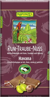 Image de Chocolat au lait - rhum-raisin-noisette 100g