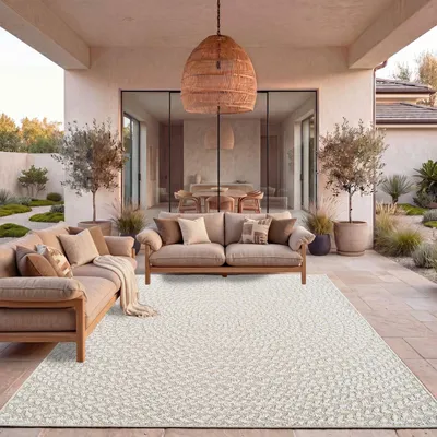 Produktbild von TT Home Outdoor Teppich Wetterfest Garten Schlafzimmer Flur Natürlicher Sisal Look Geometrisches Boho Design Modern Unifarben Größe 80x150 cm