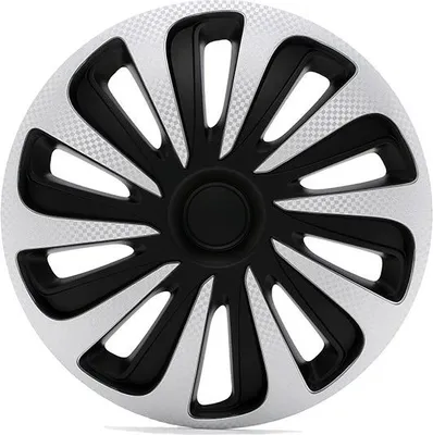Produktbild von 4x 15" Zoll Radkappen Carbon Schwarz Silber Radzierblenden Radblenden 15 CALIBER CARBON S&B ARGO