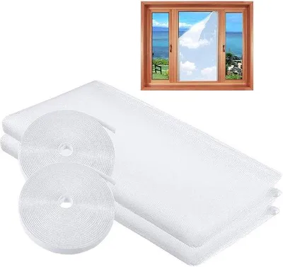 Produktbild von Insektenschutz für Fenster, weiß, 150 x 180 cm, Packung von 2 Stücken, Fensterklappen für Insektenschutz, Fensterklappen für Insektenschutz, Insektenschutz für Fenster, geeignet für alle Fenster, Bohrungen nicht erforderlich