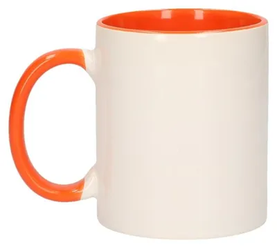 Produktbild von Kaffeebecher / Teetasse - 300 ml - Weis/Orange - Keramik