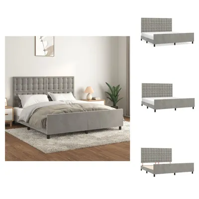 Obrázek produktu pro vidaXL Postel s čelem světle šedá 160x200 cm samet - Postele a válendy