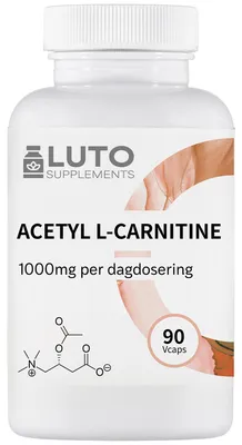 Obrázek produktu pro LUTO Supplements Acetyl-L-karnitin 1000 mg + vitamín B12 – 90 kapslí – veganský produkt