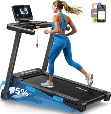 Produktbild von Elektrisches Laufband, Klappbares Laufband für Zuhause bis 12 km/h, Herzfrequenzmessung, für Zuhause und Büro, Belastbarkeit bis 136kg