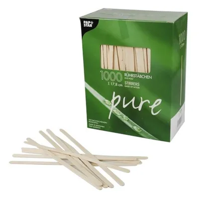 Produktbild von PAPSTAR Rührstäbchen "pure" Länge 178 mm aus Holz
