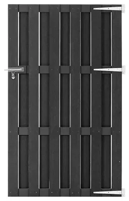 Produktbild von Gartentor WPC Grau mit Verriegelung Scharnieren und Pfosten Zauntor Zauntür Pforte wetterfest abschließbar witterungsbeständig 100 x 180 cm