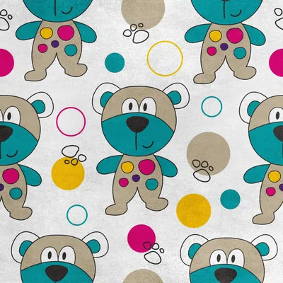 Image de Royal Velvet Tissu Polyester A coudre - Motif ours kawaii