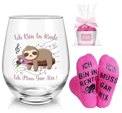 Productafbeelding van Wijn Glas met Grappige Sokken voor Gepensioneerden