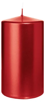 Produktbild von Zylinderkerze/Stumpenkerze - metallisch rot - 13 x 7 cm - 52 Brennstunden