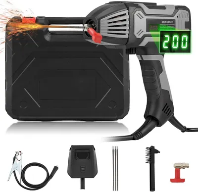Produktbild von Handschweißgerät - Digitales Lichtbogenschweißgerät - Spitzenleistung 4,6 kW - Schweißstrom 20–200 A - Betriebsspannung 110–220 V ±15 % - Elektroden 1,6–3,2 mm - Silber