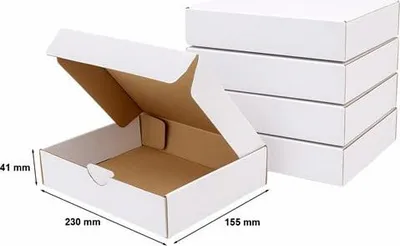 Produktbild von Karton, Formkarton 230 x 155 x 41 mm, WEISS, Stanzform FEFCO 426, 10 Stück
