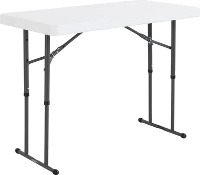 Immagine prodotto di Tavolo portaoggetti pieghevole ad altezza regolabile (12 m) - 4 gambe - bianco granito