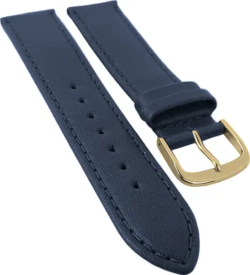 Produktbild von Taurus Uhrenarmband | Kalbsleder blau mit Naht, Standardlänge 30173, Stegbreite:22mm, Schließe:Gelbgolden