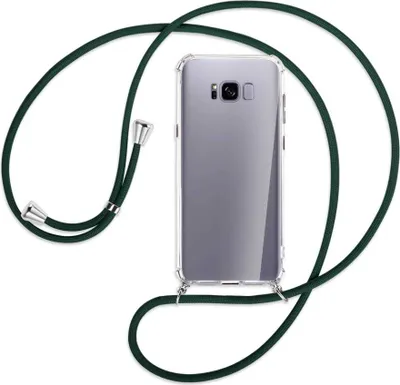 Produktbild von Handykette Backcover-Schutzhülle mit Band (Metall silberfarben) für Samsung Galaxy S8 Plus - dunkelgrün