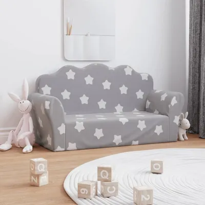 Produktbild von "2026 Promotion" Kindersofa 2-Sitzer Hellgrau mit Sternen Weich Plüsch - Kindersofas CC21680