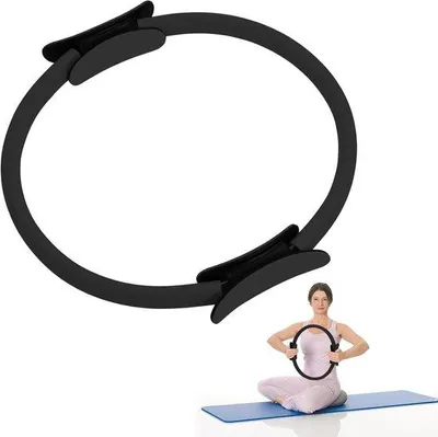 Image de Anneau d'entraînement Pilates - réglable - Appareil de fitness pour les bras et les jambes - Ø 38 cm - noir