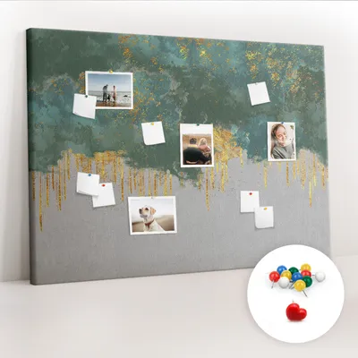Imagen del producto de Tablero de corcho con chinchetas - Panel con chinchetas para fotografías y notas - 140x100 cm - 100 chinchetas de colores - Diseño decorativo
