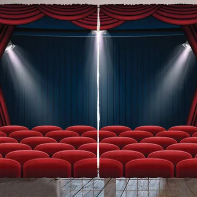 Produktbild von ARANDE Oper Gardine, Digitale Illustration der klassischen Bühne mit Theater-Vorhang, 280 x 260 cm, Zinnoberrot Kastanienbraun