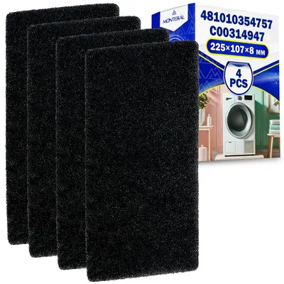 4 Wäschetrockner-Filter 225x107x9 mm, Ersatz für Bauknecht/Whirlpool